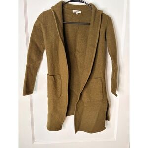 Madewell 100% Merino Wool Cardigan Sweater Olive Green Moss Open Front XXS